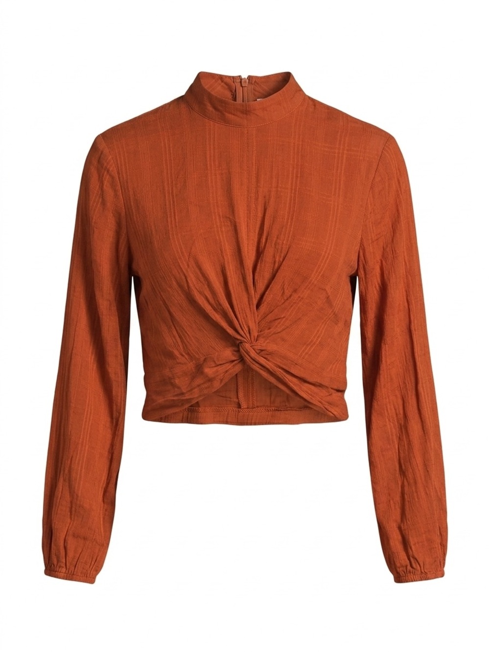 Petal & Pup Rust Knot-Front Long Sleeve Blouse